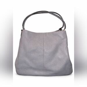 Coach Madison 24621 Pebbled Leather Triple Compartment Tote Gray Lime Lining Y2K